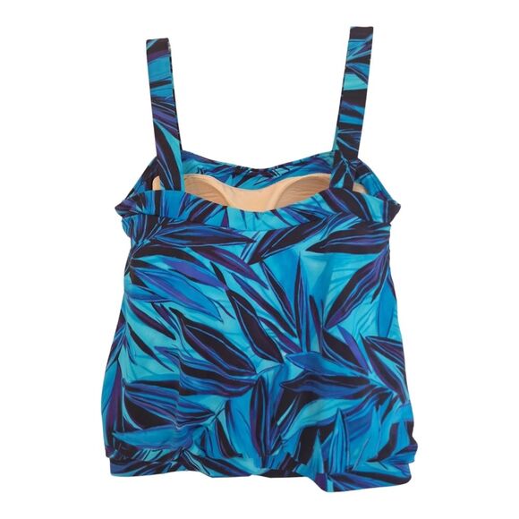 Miraclesuit Tankini Breezy Swim Top Modest Wire Free Vivid Blue Tropical size 10 - Picture 3 of 15
